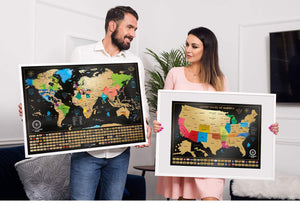 Scratch Off Map of the World + USA Map